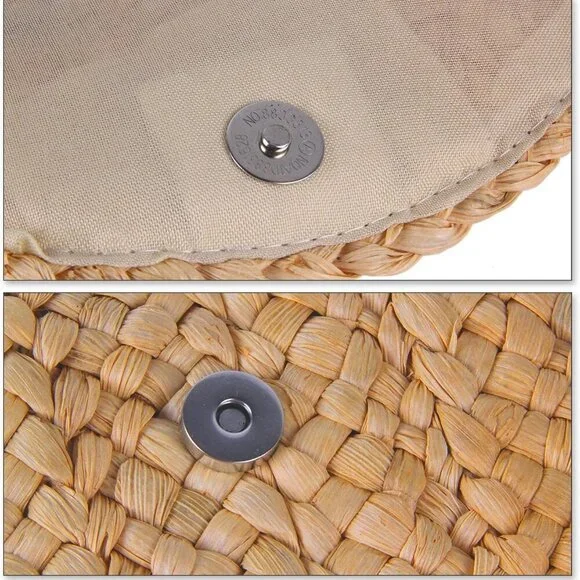 Straw Clutch Purses for Women Summer Beach Bags Envelope Woven Clutch Handbags - Picture 4 of 9